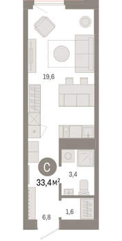 Студия квартира, вторичка, 33м2, 6/25 этаж