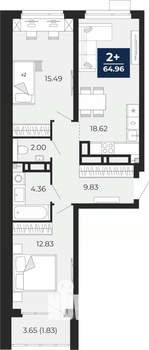 2-к квартира, вторичка, 65м2, 11/23 этаж