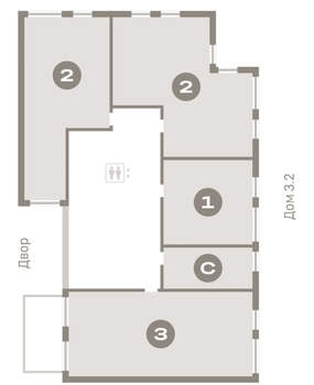 2-к квартира, вторичка, 73м2, 2/25 этаж