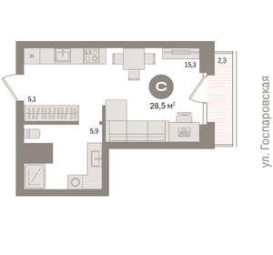 Студия квартира, вторичка, 29м2, 4/9 этаж