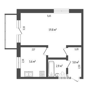 1-к квартира, вторичка, 31м2, 2/17 этаж