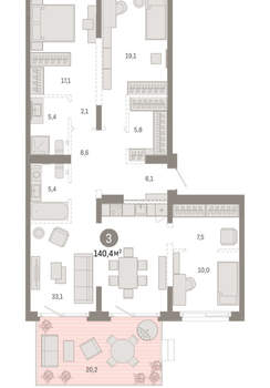 3-к квартира, вторичка, 140м2, 2/11 этаж