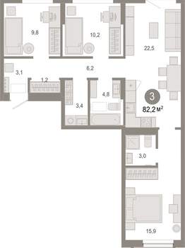 3-к квартира, вторичка, 82м2, 5/17 этаж