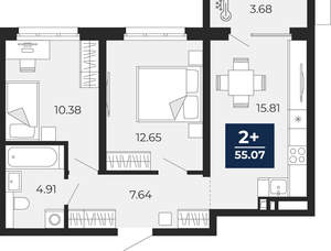 2-к квартира, вторичка, 53м2, 9/24 этаж