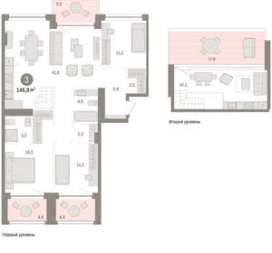 3-к квартира, вторичка, 147м2, 4/8 этаж