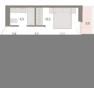 1-к квартира, вторичка, 46м2, 8/25 этаж