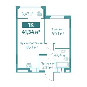1-к квартира, вторичка, 41м2, 6/10 этаж