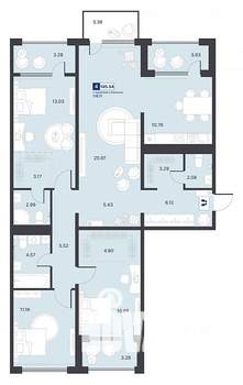 4-к квартира, строящийся дом, 105м2, 6/14 этаж