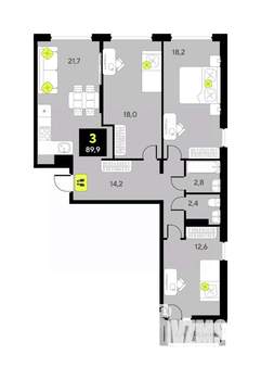 3-к квартира, вторичка, 90м2, 3/9 этаж