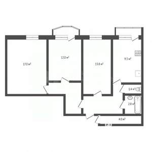 3-к квартира, вторичка, 69м2, 11/16 этаж