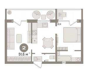 2-к квартира, вторичка, 46м2, 5/8 этаж