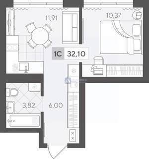 1-к квартира, вторичка, 32м2, 14/17 этаж