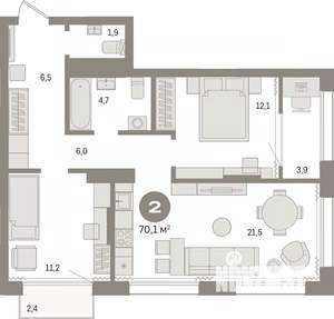 2-к квартира, вторичка, 70м2, 15/17 этаж
