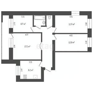 4-к квартира, вторичка, 73м2, 7/9 этаж