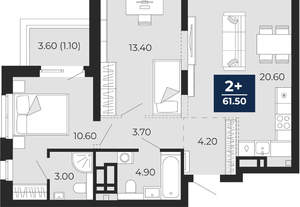 2-к квартира, вторичка, 64м2, 14/24 этаж