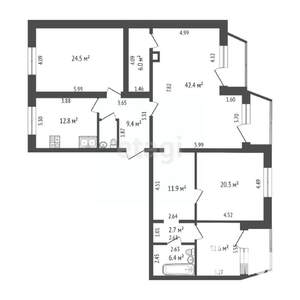 4-к квартира, вторичка, 151м2, 3/10 этаж