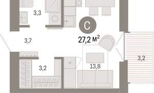 Студия квартира, вторичка, 27м2, 9/16 этаж