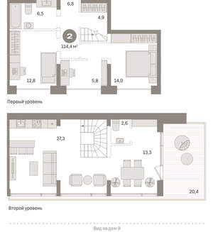 2-к квартира, вторичка, 114м2, 8/8 этаж