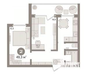 2-к квартира, вторичка, 49м2, 3/9 этаж