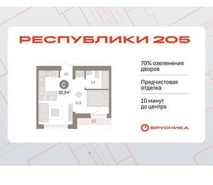 Студия квартира, вторичка, 32м2, 9/17 этаж