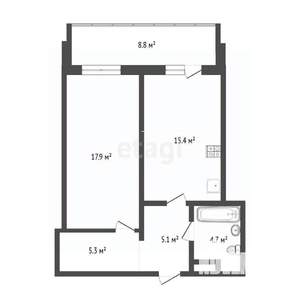 1-к квартира, вторичка, 48м2, 15/17 этаж