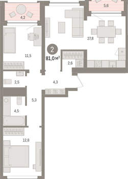 2-к квартира, вторичка, 81м2, 2/8 этаж