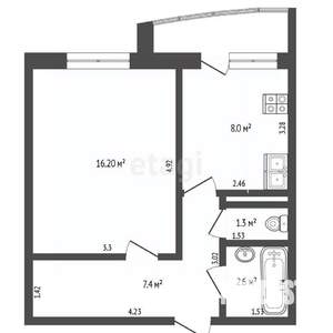 1-к квартира, вторичка, 36м2, 8/10 этаж