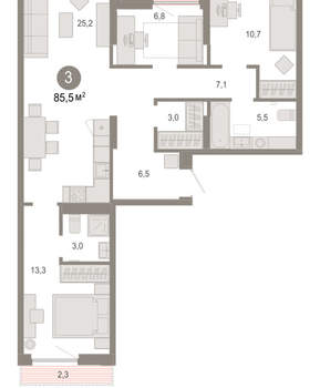 3-к квартира, вторичка, 86м2, 6/17 этаж