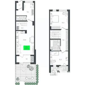 2-к квартира, строящийся дом, 110м2, 1/1 этаж