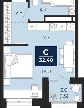 Студия квартира, вторичка, 31м2, 4/25 этаж