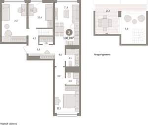 3-к квартира, вторичка, 109м2, 7/9 этаж