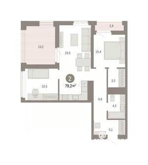 2-к квартира, вторичка, 79м2, 17/25 этаж