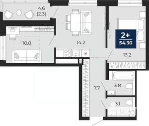 2-к квартира, вторичка, 54м2, 7/25 этаж