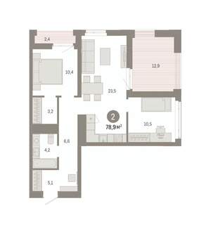 2-к квартира, вторичка, 79м2, 17/25 этаж