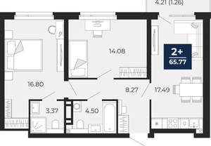 2-к квартира, вторичка, 66м2, 10/22 этаж