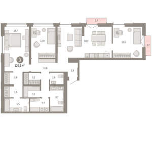 3-к квартира, вторичка, 125м2, 10/16 этаж