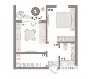 1-к квартира, вторичка, 36м2, 7/10 этаж