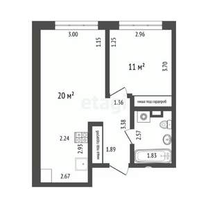 1-к квартира, вторичка, 40м2, 15/16 этаж