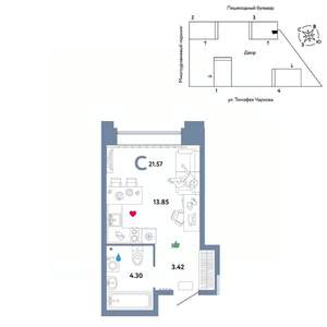 Студия квартира, вторичка, 22м2, 30/31 этаж