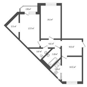 2-к квартира, вторичка, 83м2, 14/14 этаж