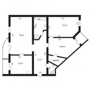 3-к квартира, вторичка, 134м2, 3/10 этаж