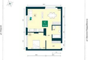 1-к квартира, вторичка, 51м2, 9/12 этаж