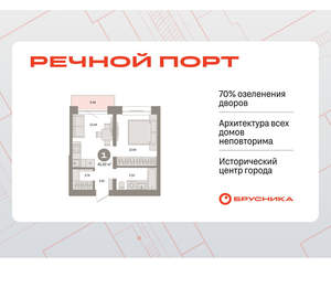 1-к квартира, вторичка, 41м2, 5/8 этаж