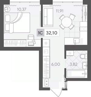 1-к квартира, вторичка, 32м2, 2/17 этаж