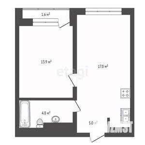 1-к квартира, вторичка, 42м2, 8/10 этаж