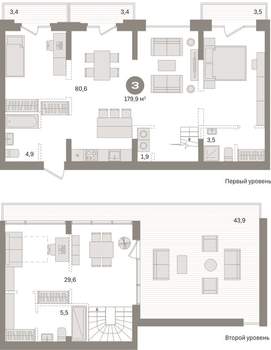 3-к квартира, вторичка, 180м2, 5/8 этаж