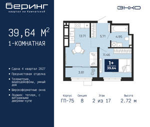 1-к квартира, вторичка, 40м2, 2/24 этаж