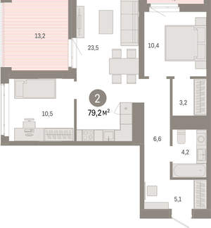 2-к квартира, вторичка, 79м2, 12/25 этаж