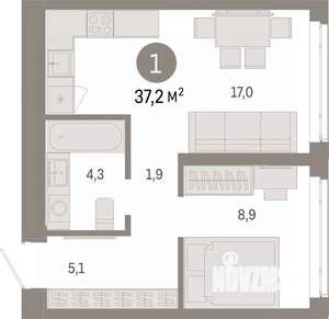 1-к квартира, вторичка, 37м2, 9/25 этаж