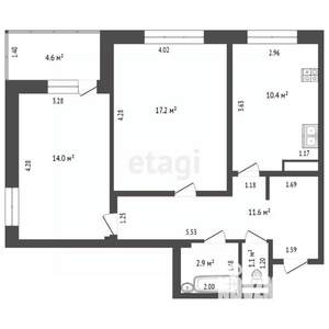 2-к квартира, вторичка, 57м2, 15/16 этаж